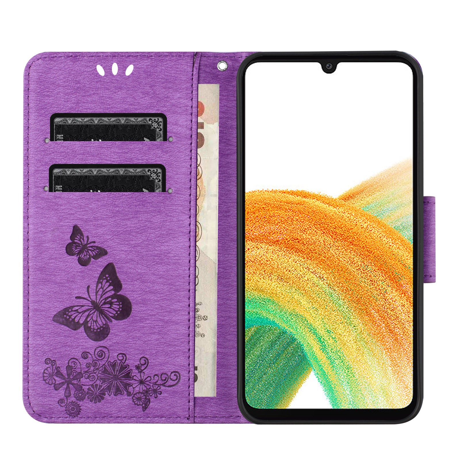 For Samsung Galaxy A05s 4G Case Folio PU Leather Butterflies Flower Phone Cover