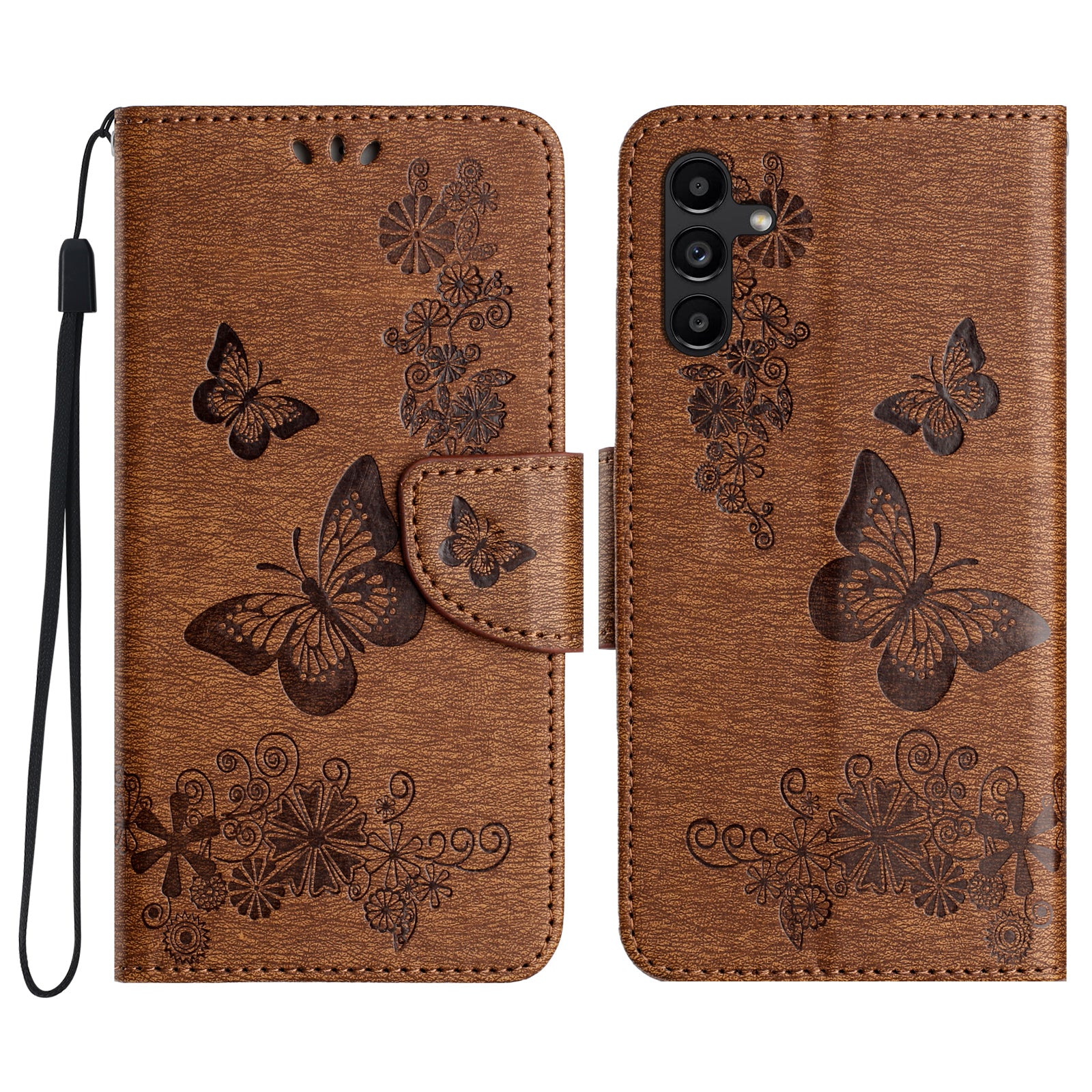 For Samsung Galaxy A05s 4G Case Folio PU Leather Butterflies Flower Phone Cover