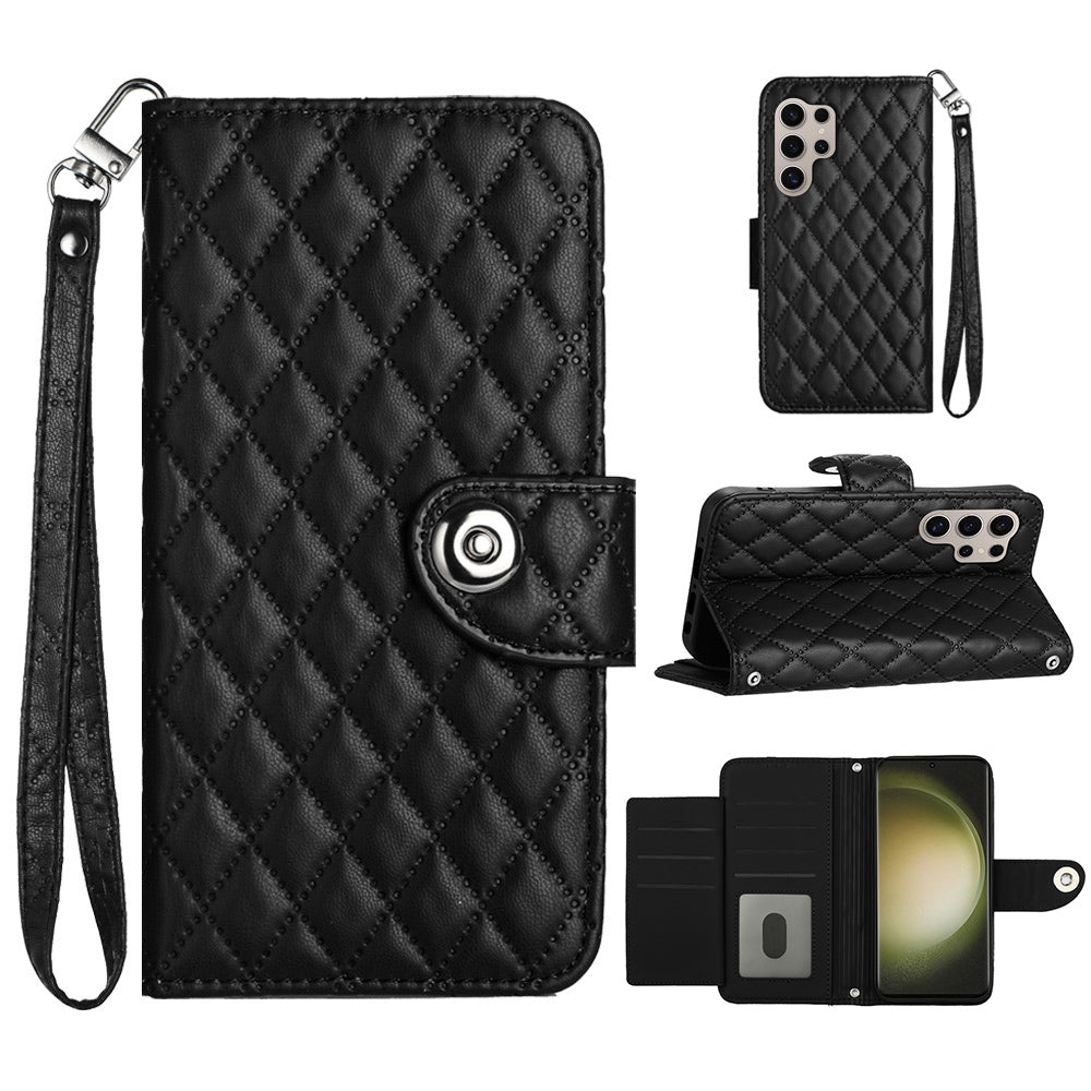 YB Imprinting Series-8 for Samsung Galaxy S24 Ultra Case Leather Phone Cover with 7 Card Slots