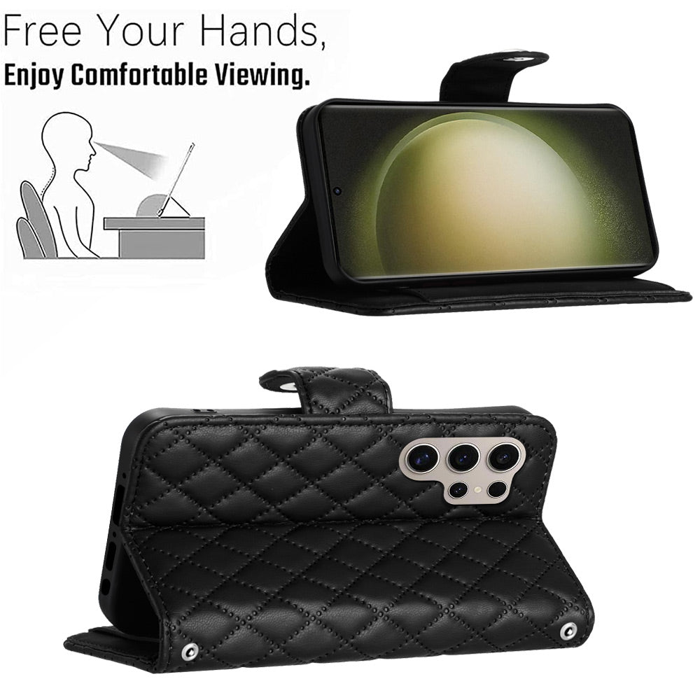 YB Imprinting Series-8 for Samsung Galaxy S24 Ultra Case Leather Phone Cover with 7 Card Slots