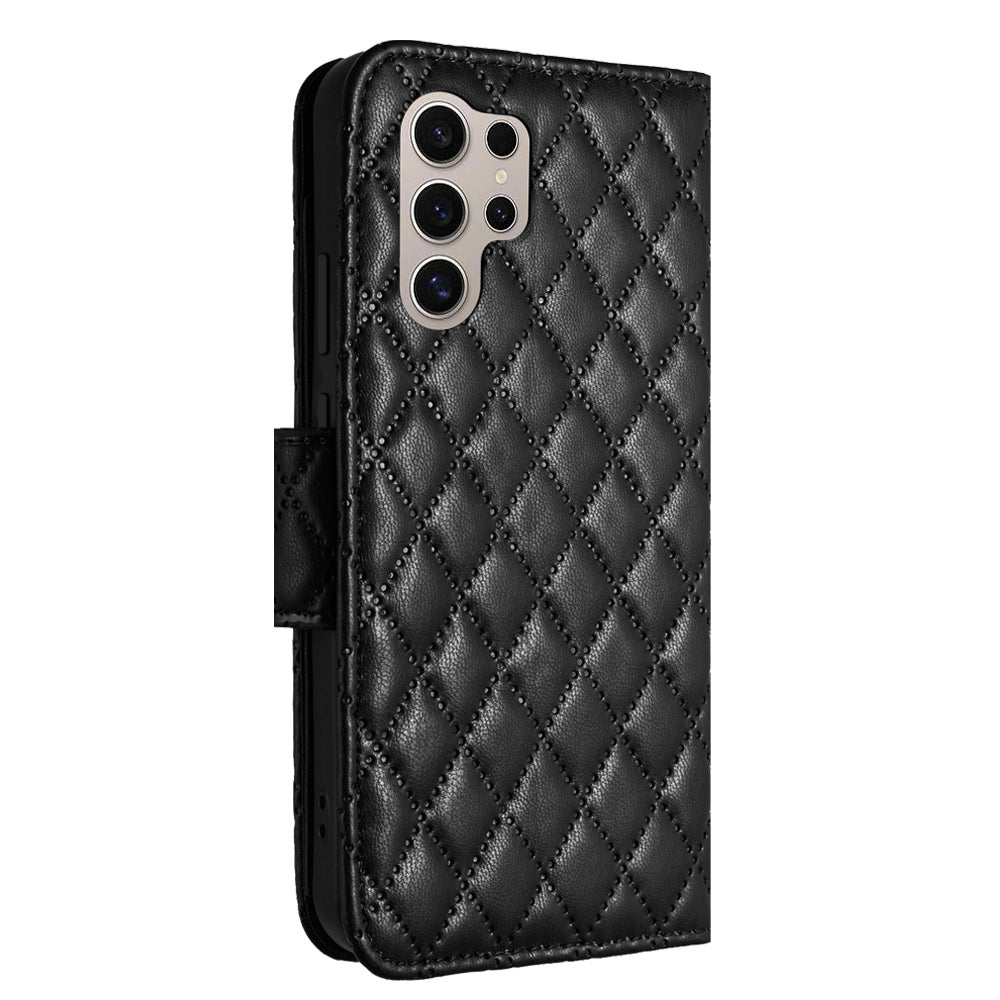 YB Imprinting Series-8 for Samsung Galaxy S24 Ultra Case Leather Phone Cover with 7 Card Slots