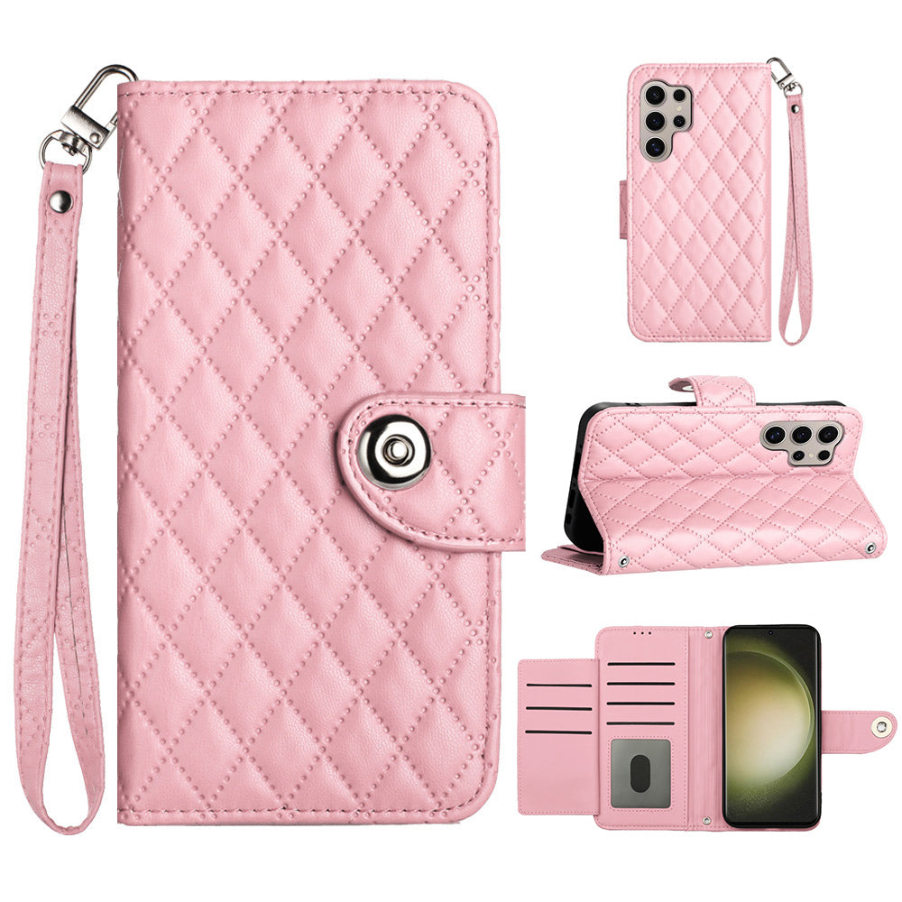 YB Imprinting Series-8 for Samsung Galaxy S24 Ultra Case Leather Phone Cover with 7 Card Slots