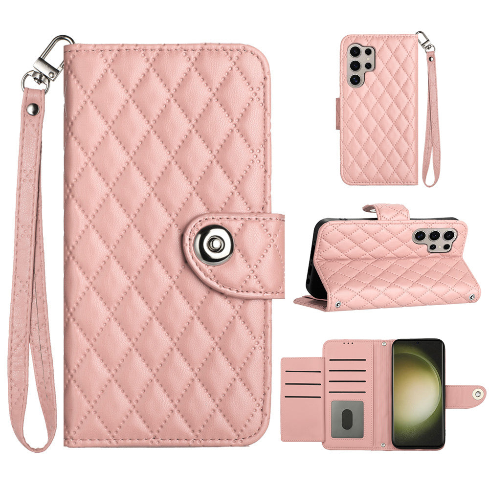 YB Imprinting Series-8 for Samsung Galaxy S24 Ultra Case Leather Phone Cover with 7 Card Slots