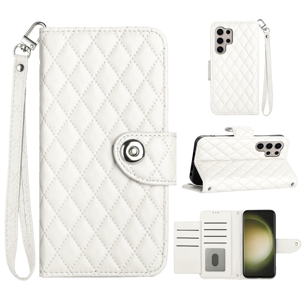 YB Imprinting Series-8 for Samsung Galaxy S24 Ultra Case Leather Phone Cover with 7 Card Slots