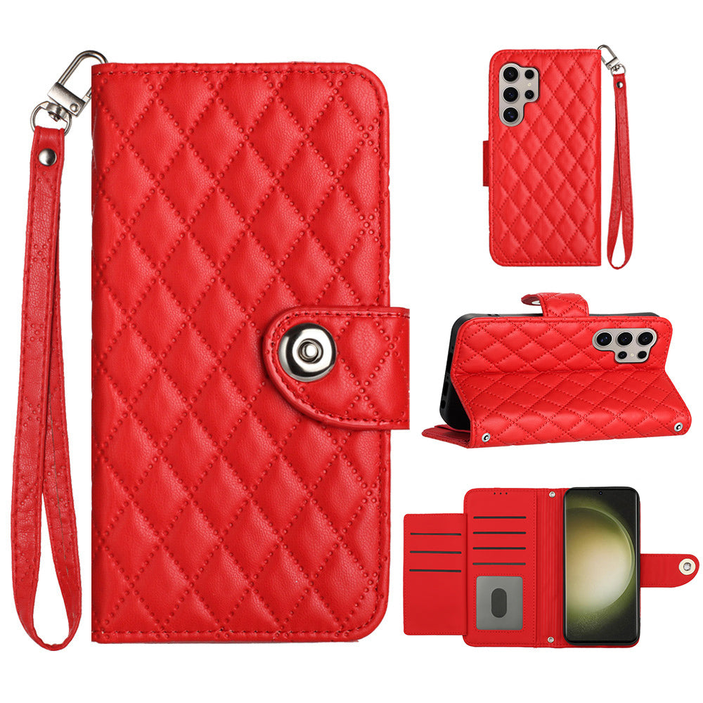 YB Imprinting Series-8 for Samsung Galaxy S24 Ultra Case Leather Phone Cover with 7 Card Slots