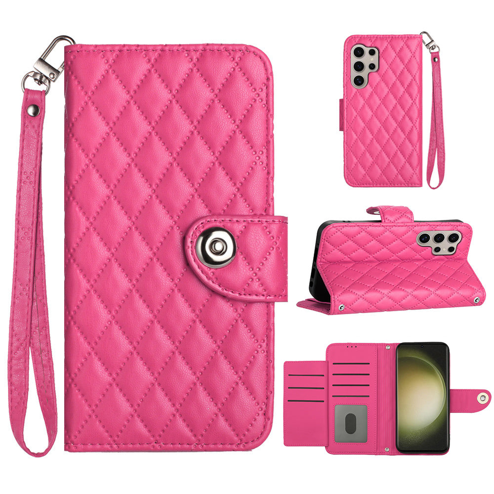 YB Imprinting Series-8 for Samsung Galaxy S24 Ultra Case Leather Phone Cover with 7 Card Slots