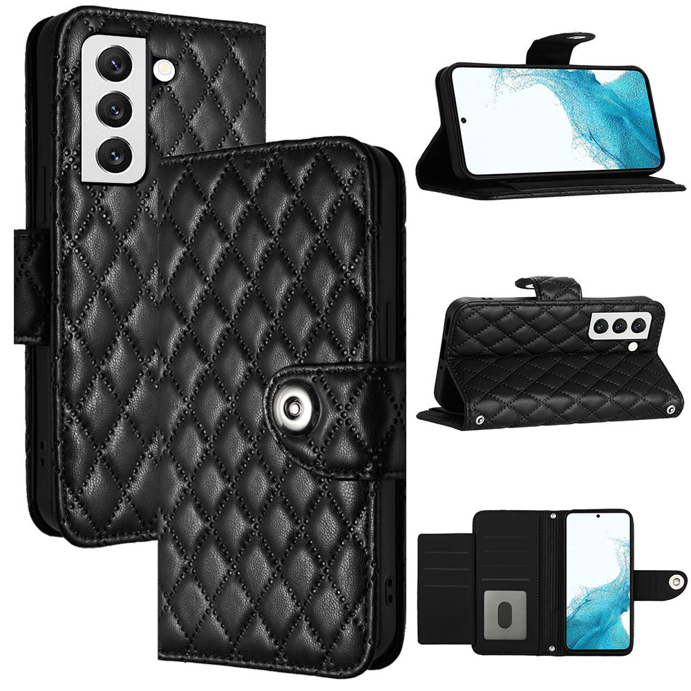 YB Imprinting Series-8 for Samsung Galaxy S23 Leather Case Anti-Dorp Phone Cover with 7 Card Slots