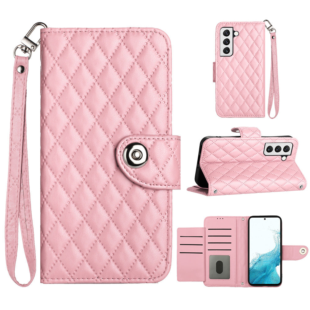 YB Imprinting Series-8 for Samsung Galaxy S23 Leather Case Anti-Dorp Phone Cover with 7 Card Slots