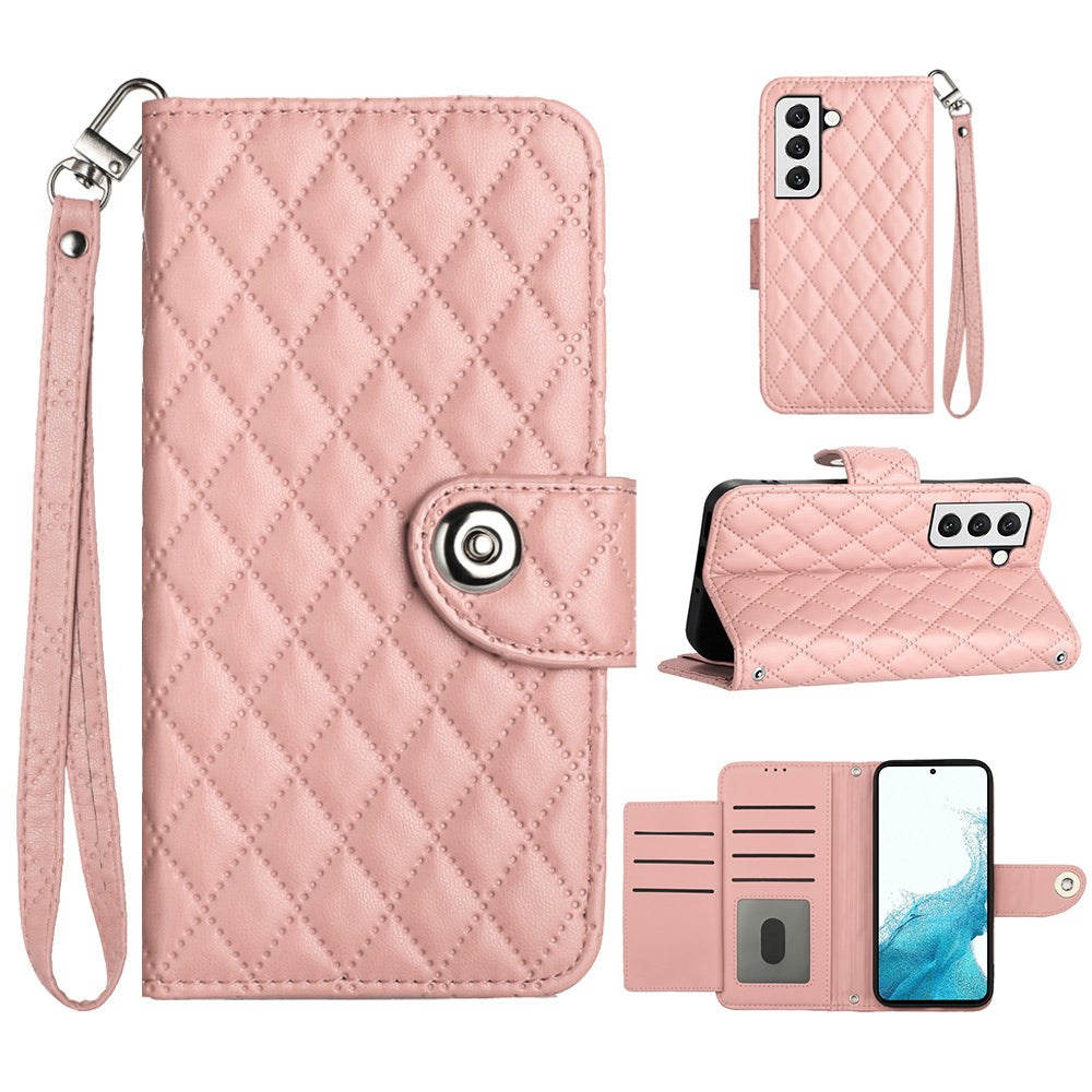 YB Imprinting Series-8 for Samsung Galaxy S23 Leather Case Anti-Dorp Phone Cover with 7 Card Slots
