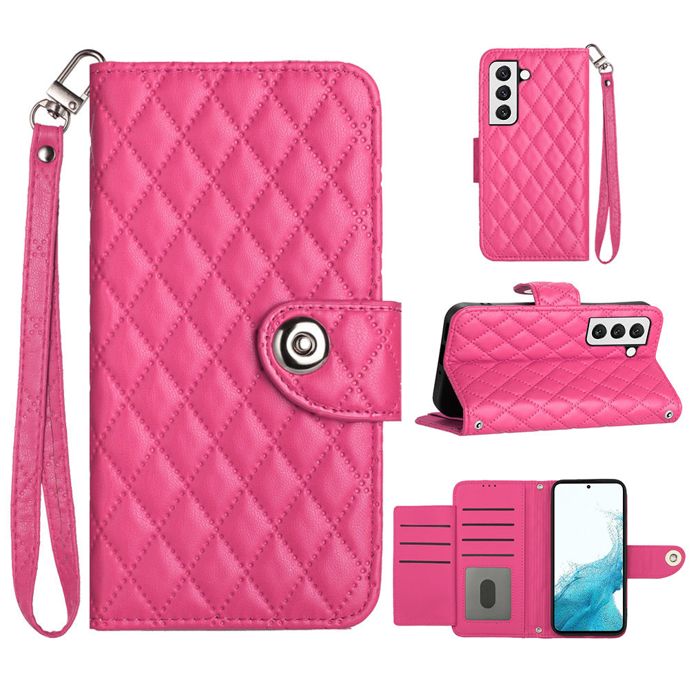 YB Imprinting Series-8 for Samsung Galaxy S23 Leather Case Anti-Dorp Phone Cover with 7 Card Slots