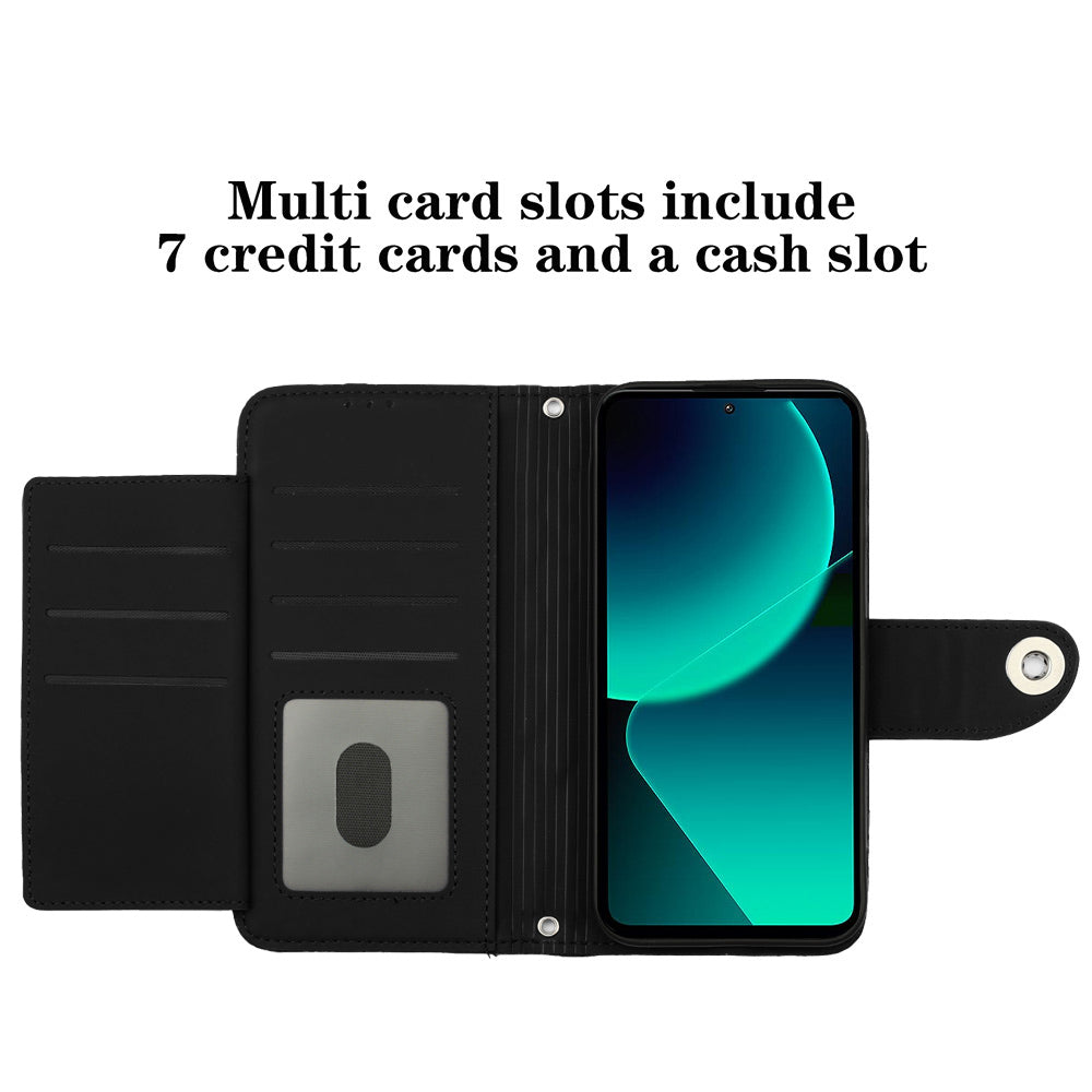 YB Imprinting Series-8 for Xiaomi 13T / 13T Pro Phone Case 7-Card Slots Leather Flip Cover