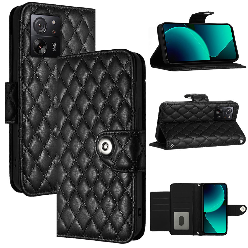 YB Imprinting Series-8 for Xiaomi 13T / 13T Pro Phone Case 7-Card Slots Leather Flip Cover