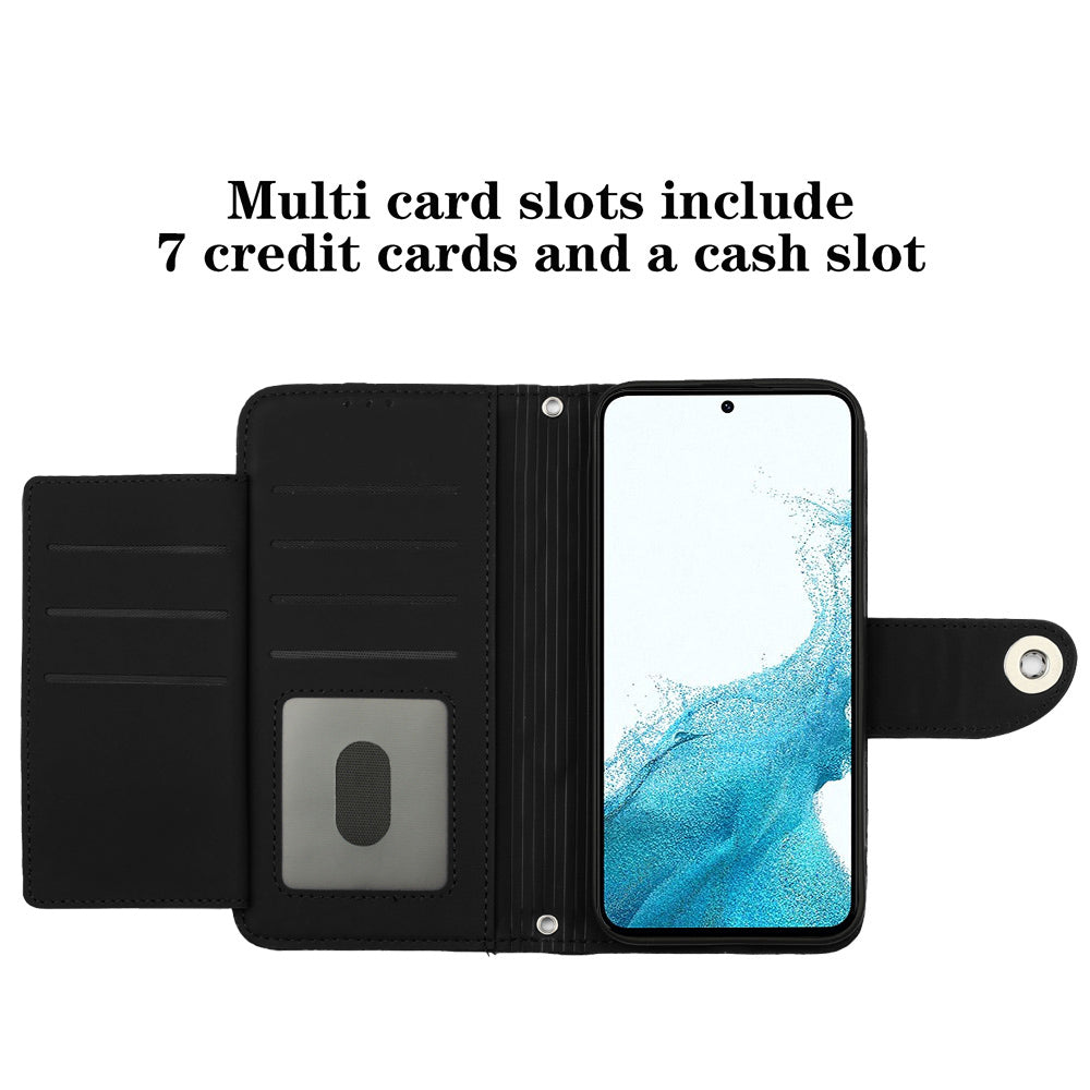YB Imprinting Series-8 for Samsung Galaxy S23+ Shockproof Case Leather Phone Cover with 7 Card Slots