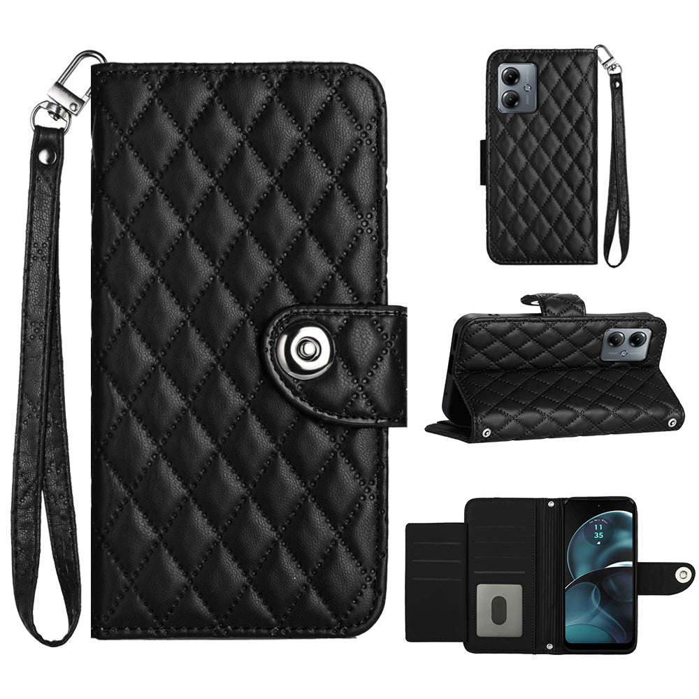 YB Imprinting Series-8 for Motorola Moto G14 4G Case Anti-Dorp Leather Phone Cover with 7 Card Slots