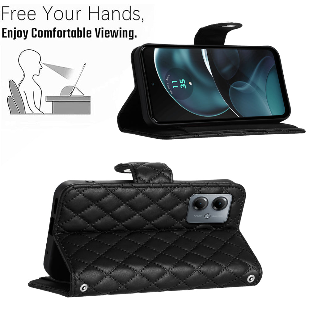 YB Imprinting Series-8 for Motorola Moto G14 4G Case Anti-Dorp Leather Phone Cover with 7 Card Slots