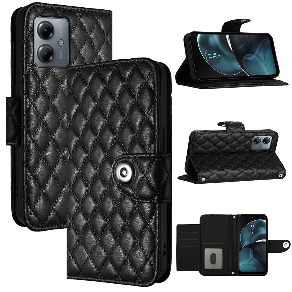 YB Imprinting Series-8 for Motorola Moto G14 4G Case Anti-Dorp Leather Phone Cover with 7 Card Slots