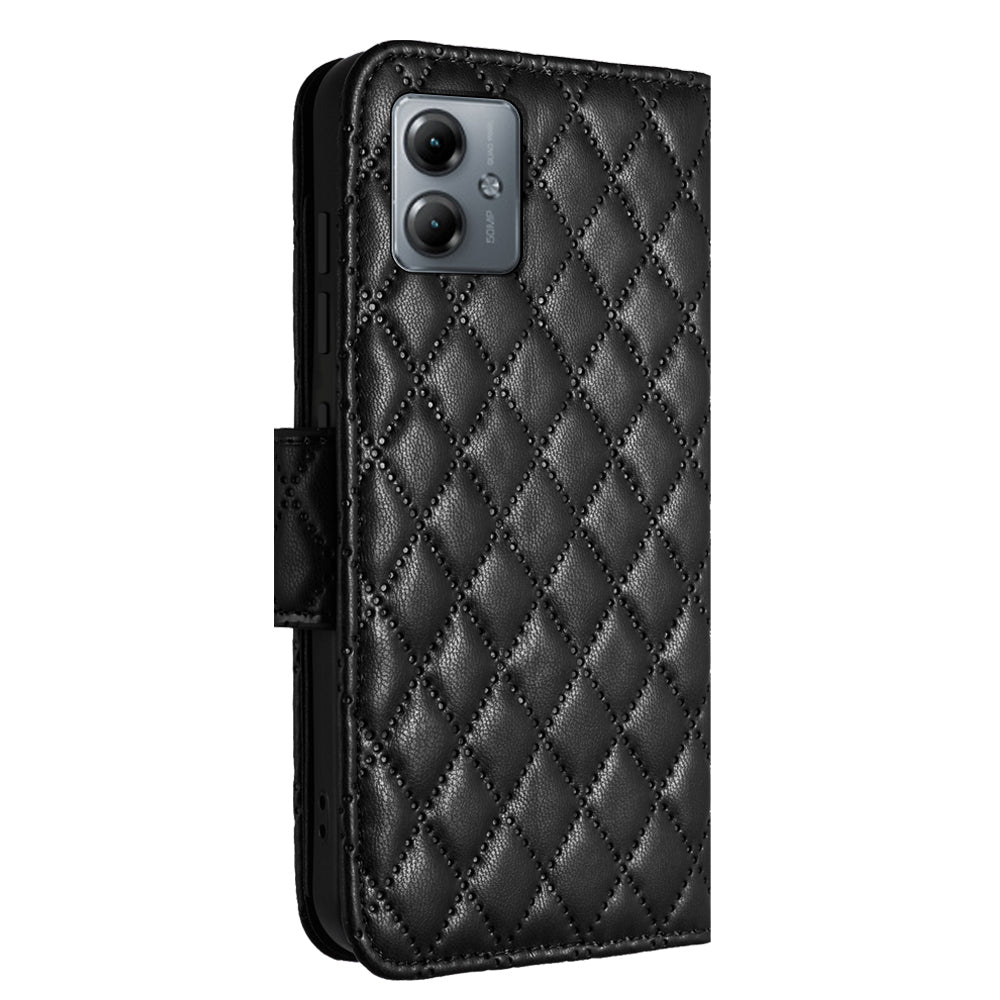 YB Imprinting Series-8 for Motorola Moto G14 4G Case Anti-Dorp Leather Phone Cover with 7 Card Slots