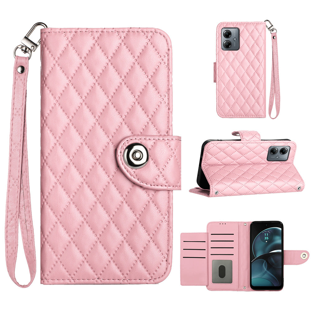 YB Imprinting Series-8 for Motorola Moto G14 4G Case Anti-Dorp Leather Phone Cover with 7 Card Slots