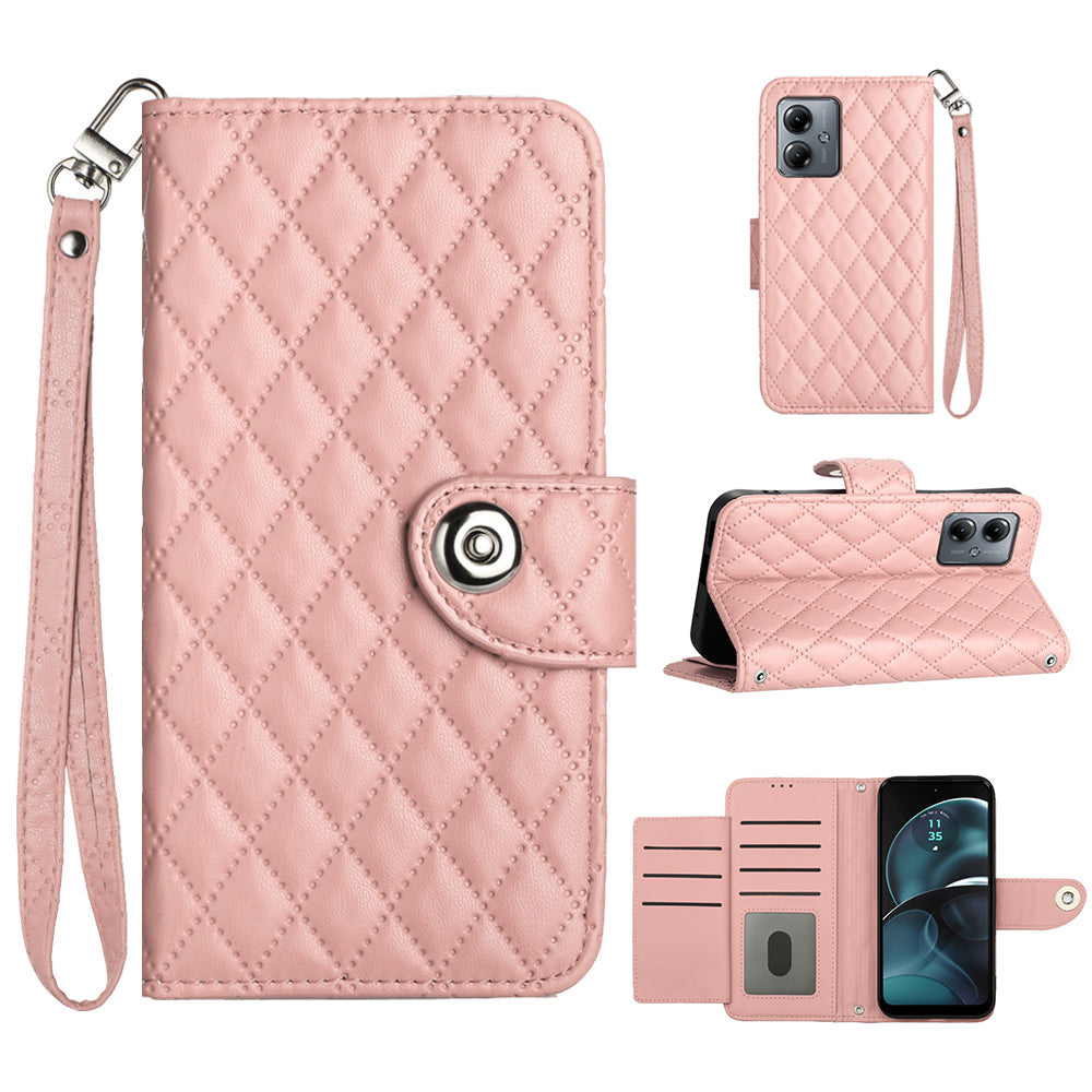 YB Imprinting Series-8 for Motorola Moto G14 4G Case Anti-Dorp Leather Phone Cover with 7 Card Slots