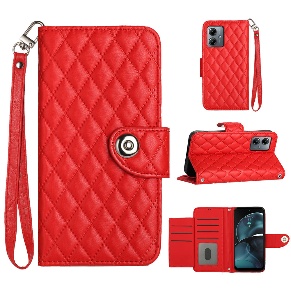 YB Imprinting Series-8 for Motorola Moto G14 4G Case Anti-Dorp Leather Phone Cover with 7 Card Slots