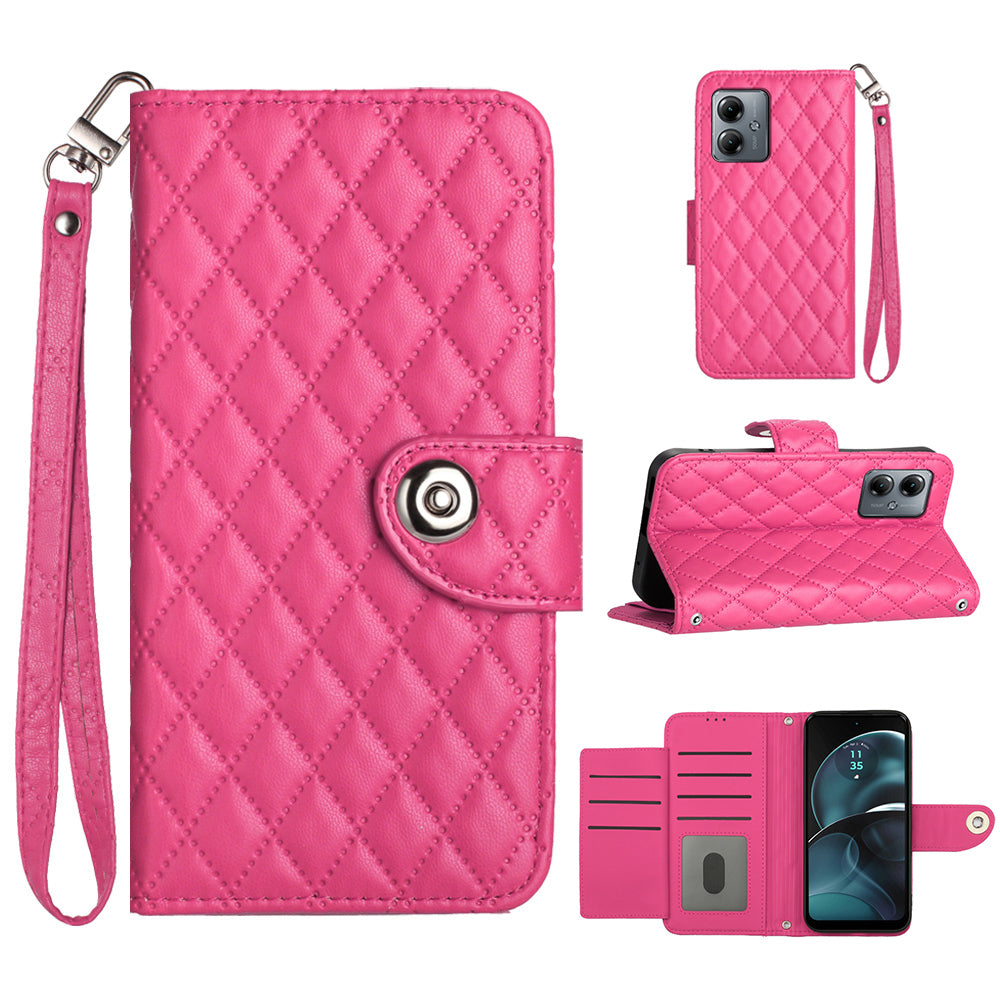 YB Imprinting Series-8 for Motorola Moto G14 4G Case Anti-Dorp Leather Phone Cover with 7 Card Slots