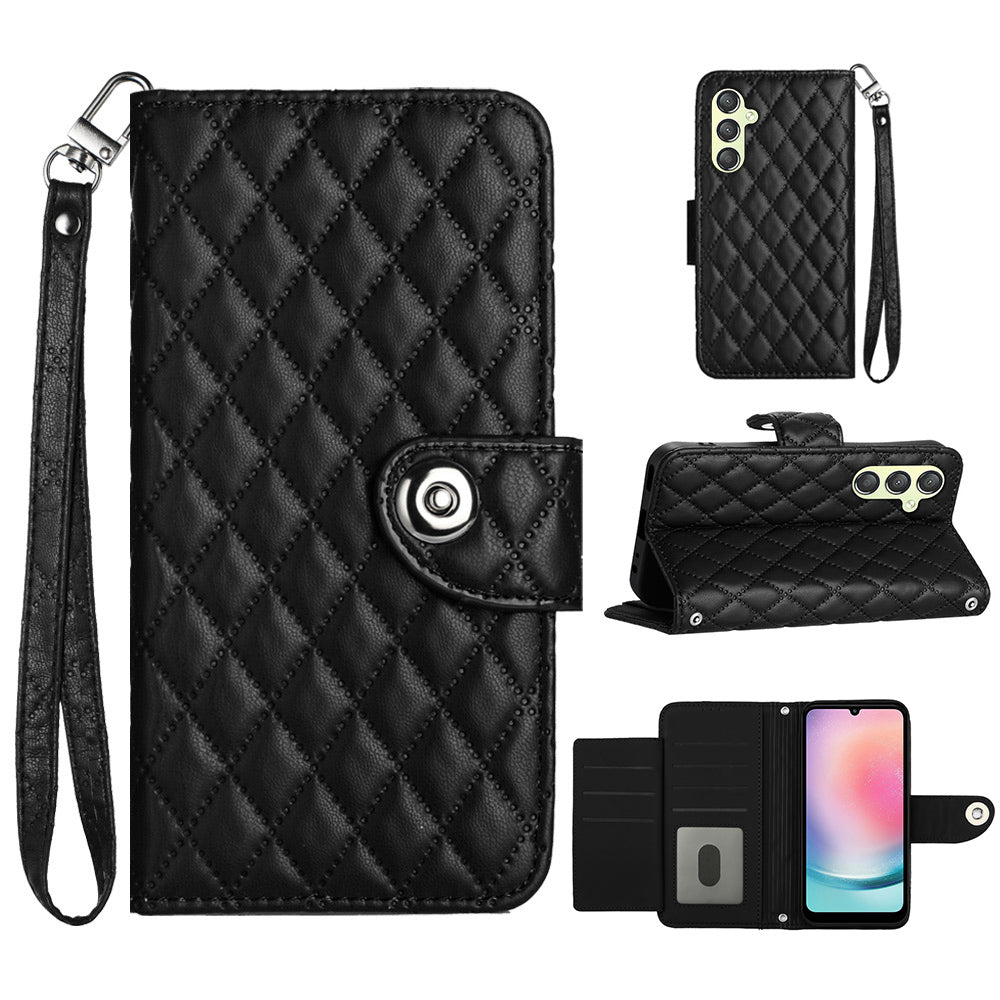 YB Imprinting Series-8 for Samsung Galaxy A24 4G (162.1 x 77.6 x 8.3mm) Case Imprinted Leather Phone Cover with 7 Card Slots