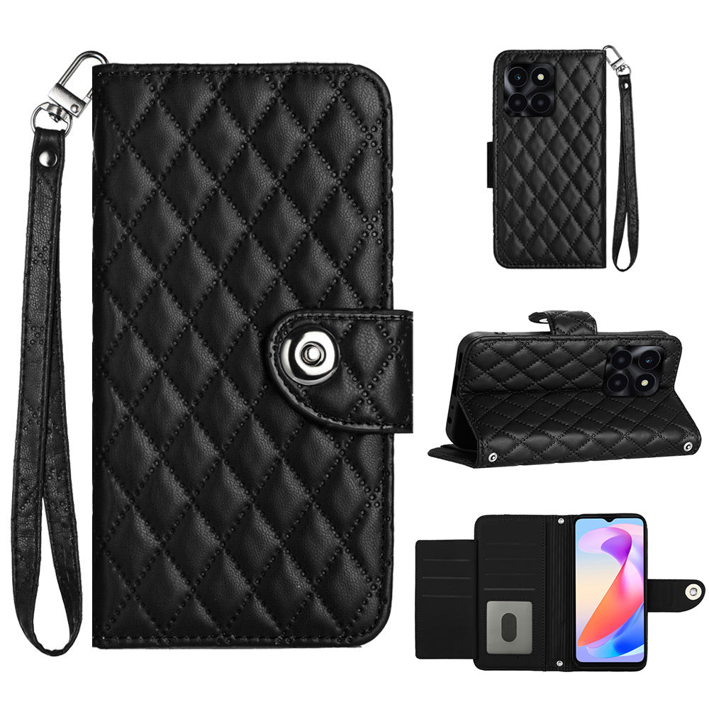 YB Imprinting Series-8 for Honor X6a 4G Case Leather 7 Card Slots Cell Phone Cover
