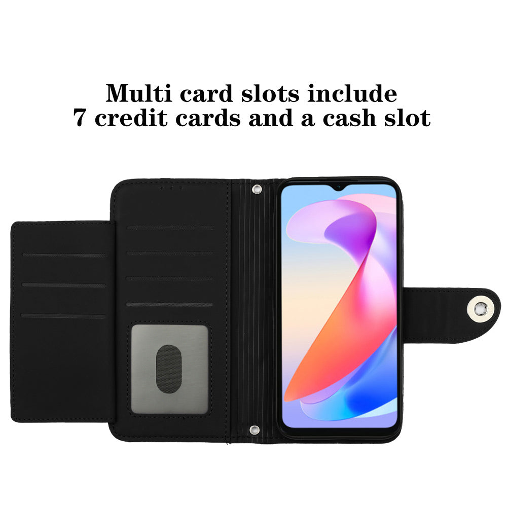 YB Imprinting Series-8 for Honor X6a 4G Case Leather 7 Card Slots Cell Phone Cover