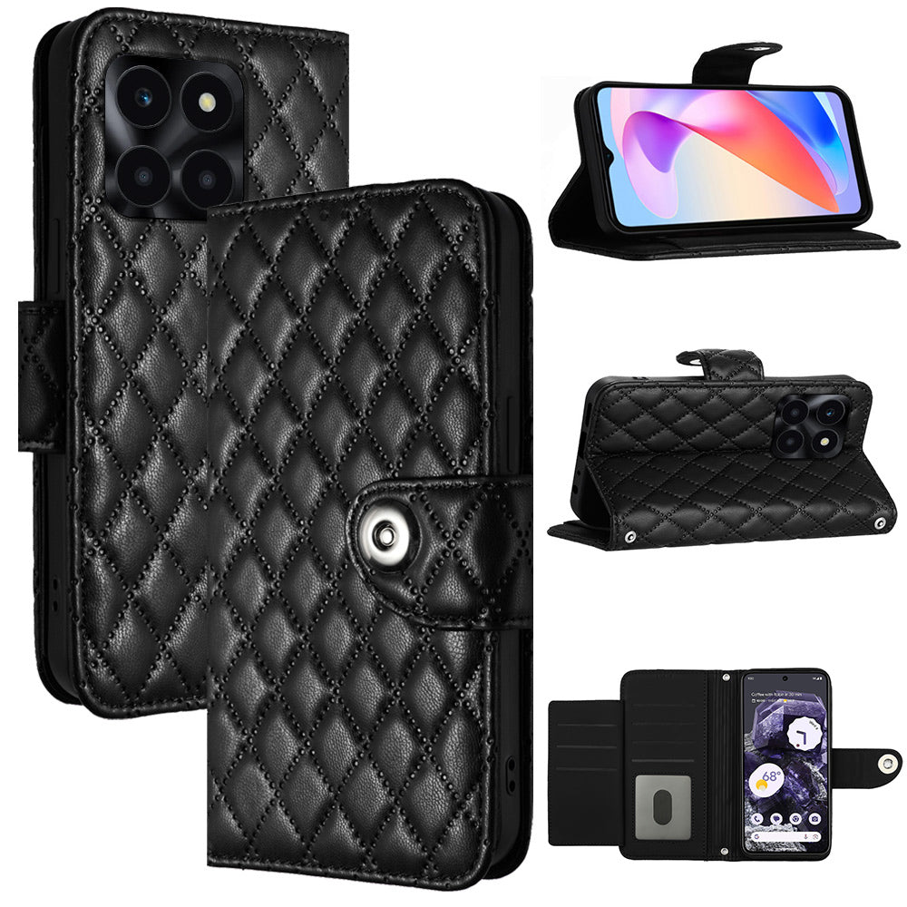 YB Imprinting Series-8 for Honor X6a 4G Case Leather 7 Card Slots Cell Phone Cover