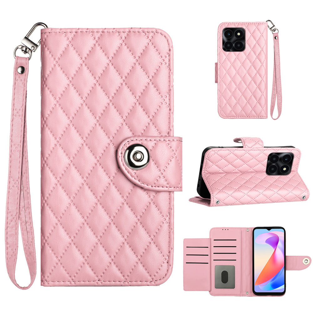 YB Imprinting Series-8 for Honor X6a 4G Case Leather 7 Card Slots Cell Phone Cover