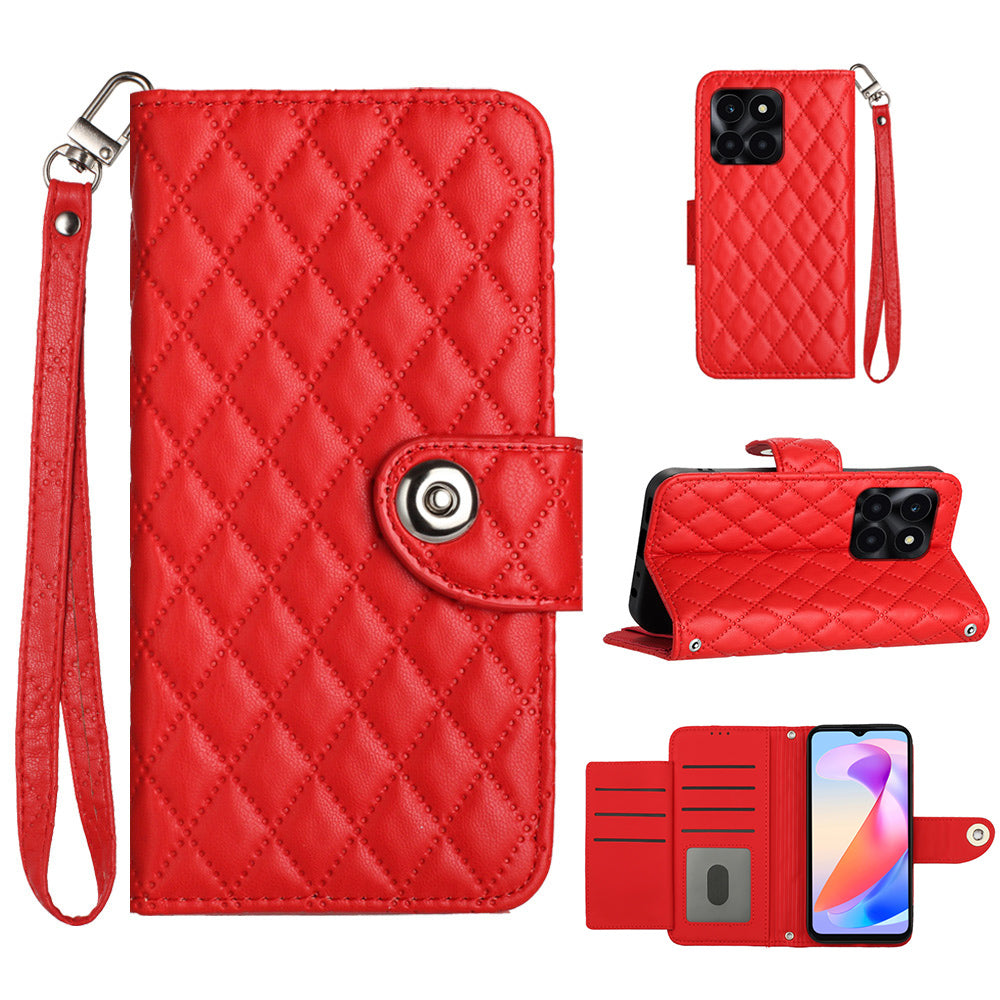 YB Imprinting Series-8 for Honor X6a 4G Case Leather 7 Card Slots Cell Phone Cover