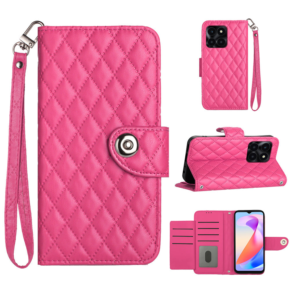 YB Imprinting Series-8 for Honor X6a 4G Case Leather 7 Card Slots Cell Phone Cover