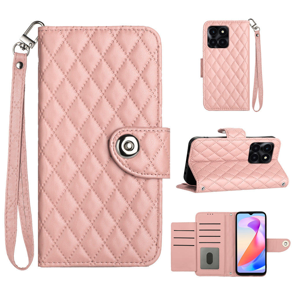 YB Imprinting Series-8 for Honor X6a 4G Case Leather 7 Card Slots Cell Phone Cover