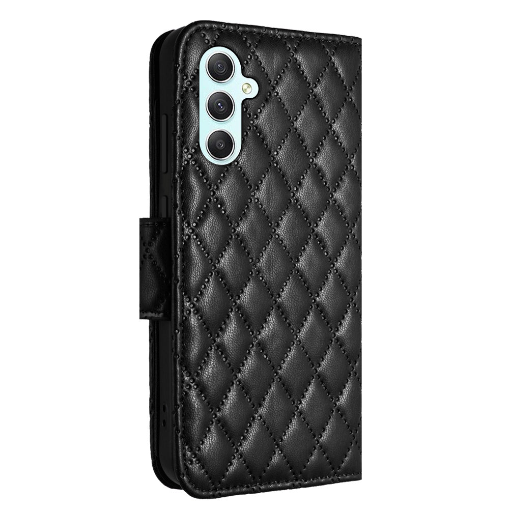 YB Imprinting Series-8 for Samsung Galaxy A14 4G / A14 5G Case Leather Stand Phone Cover with Wrist Strap