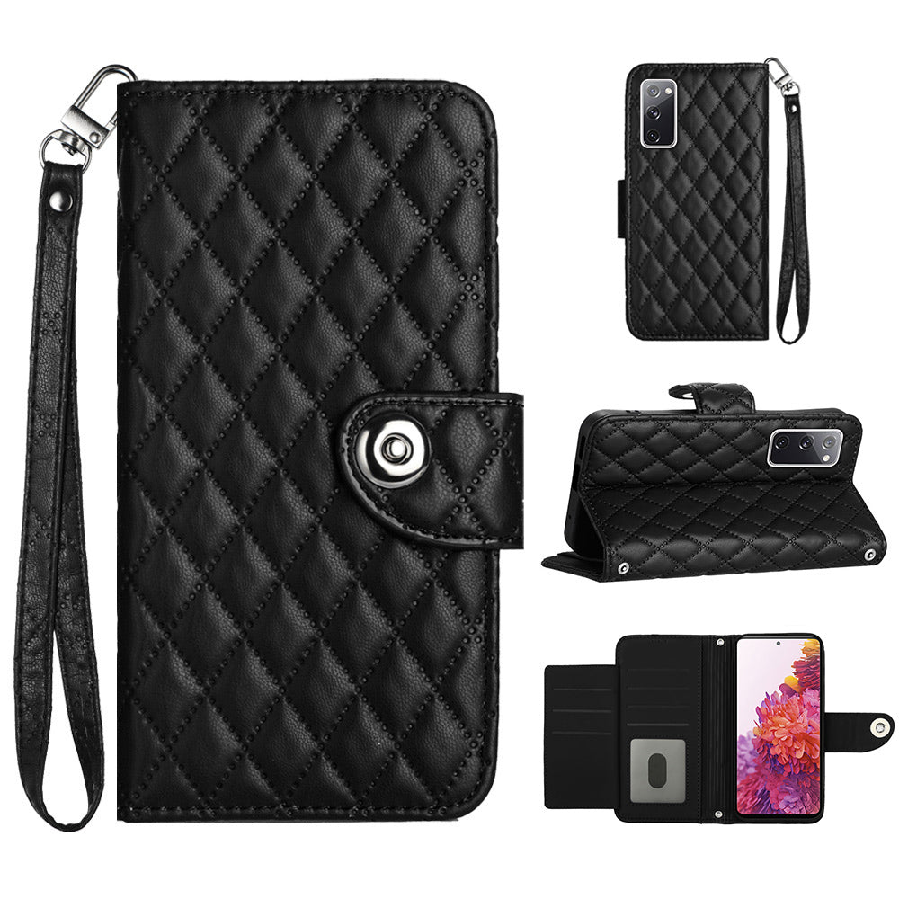 YB Imprinting Series-8 for Samsung Galaxy S20 FE 4G / FE 5G / S20 Lite / S20 FE 2022 Leather Case with Hand Strap