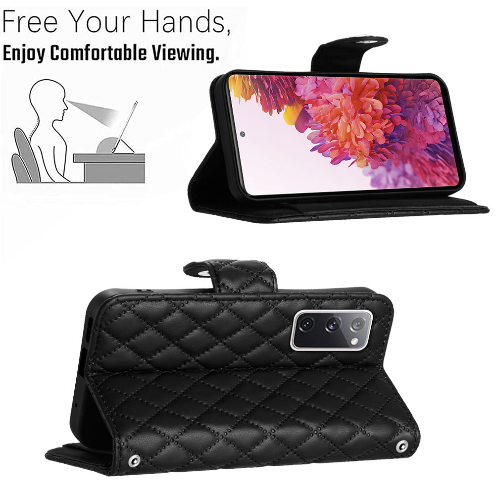 YB Imprinting Series-8 for Samsung Galaxy S20 FE 4G / FE 5G / S20 Lite / S20 FE 2022 Leather Case with Hand Strap