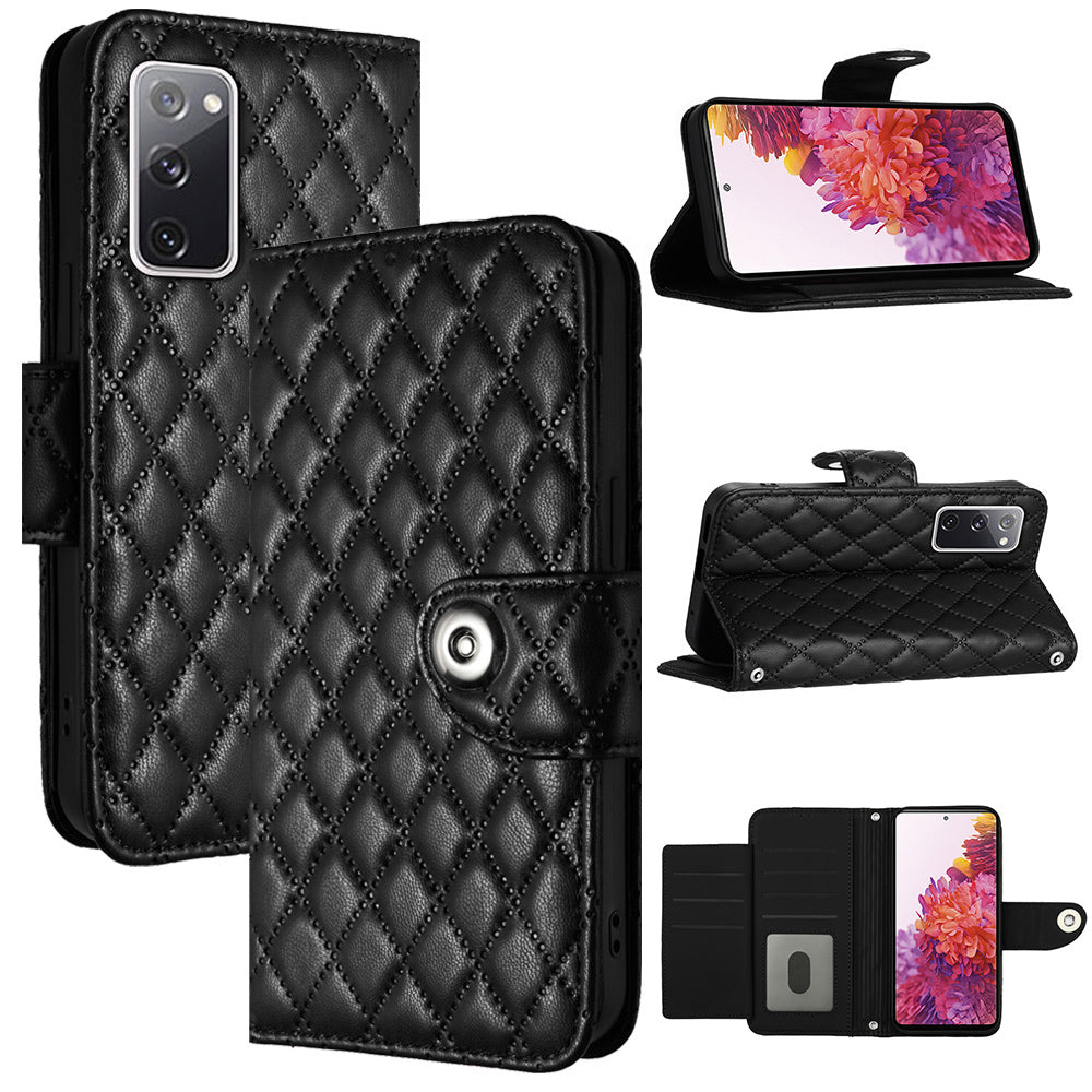 YB Imprinting Series-8 for Samsung Galaxy S20 FE 4G / FE 5G / S20 Lite / S20 FE 2022 Leather Case with Hand Strap
