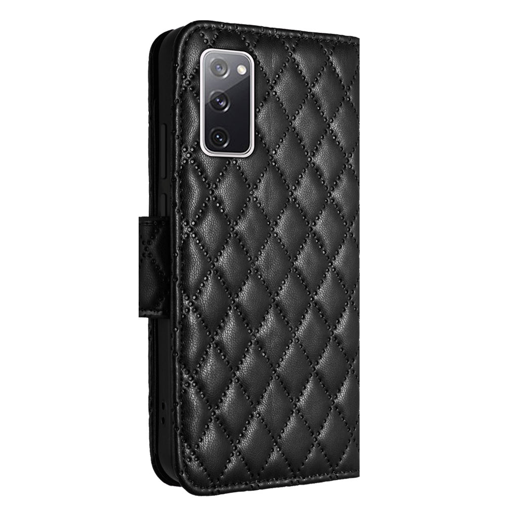 YB Imprinting Series-8 for Samsung Galaxy S20 FE 4G / FE 5G / S20 Lite / S20 FE 2022 Leather Case with Hand Strap