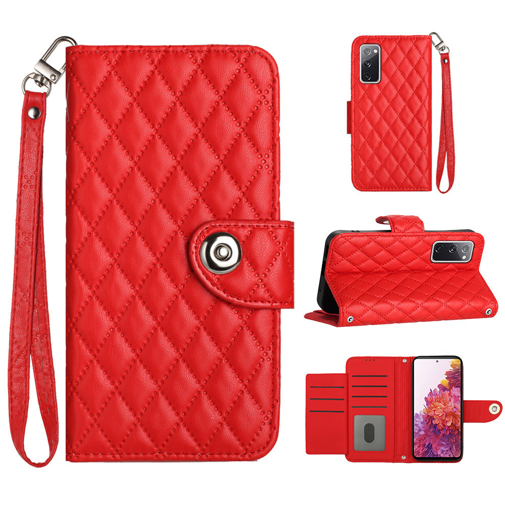 YB Imprinting Series-8 for Samsung Galaxy S20 FE 4G / FE 5G / S20 Lite / S20 FE 2022 Leather Case with Hand Strap