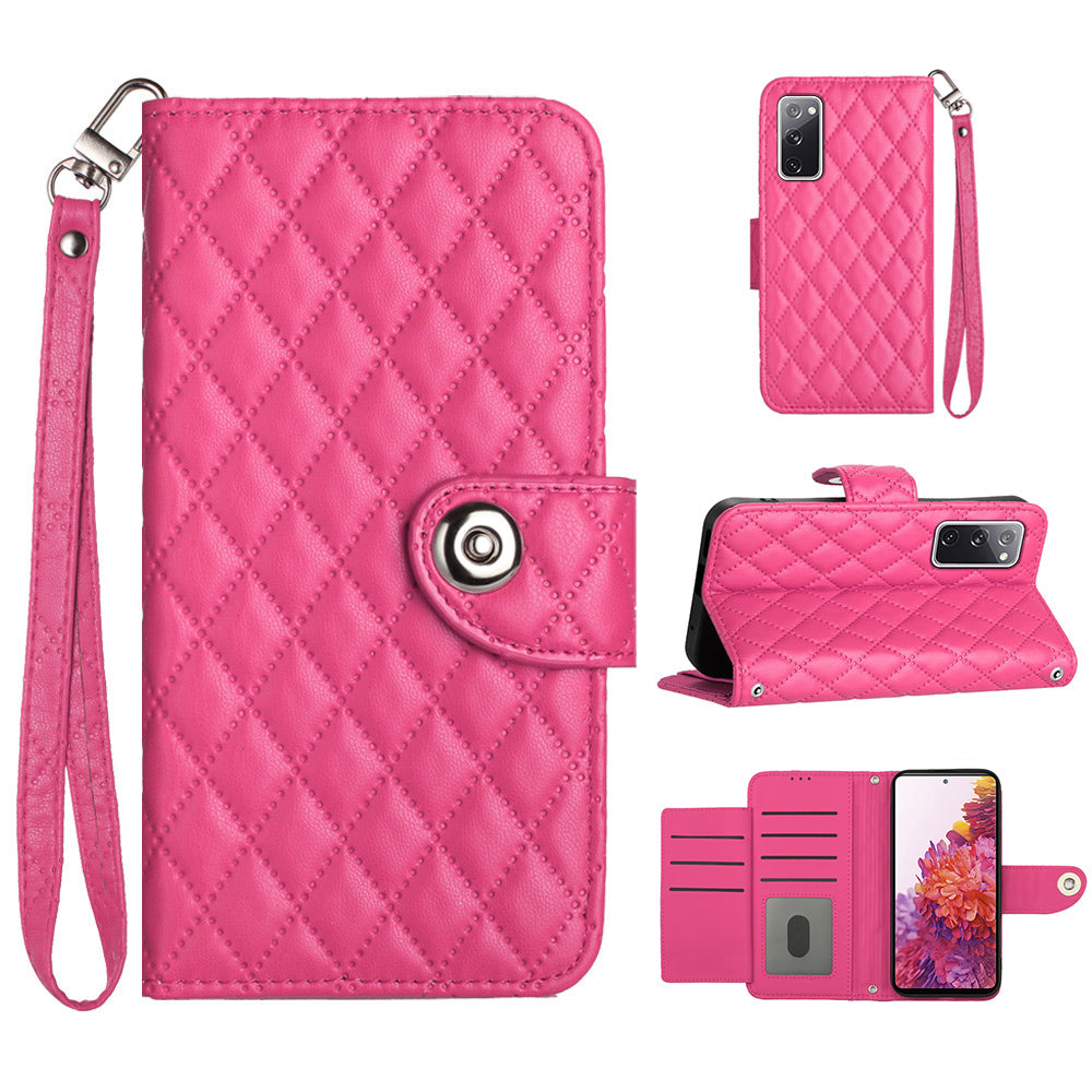 YB Imprinting Series-8 for Samsung Galaxy S20 FE 4G / FE 5G / S20 Lite / S20 FE 2022 Leather Case with Hand Strap