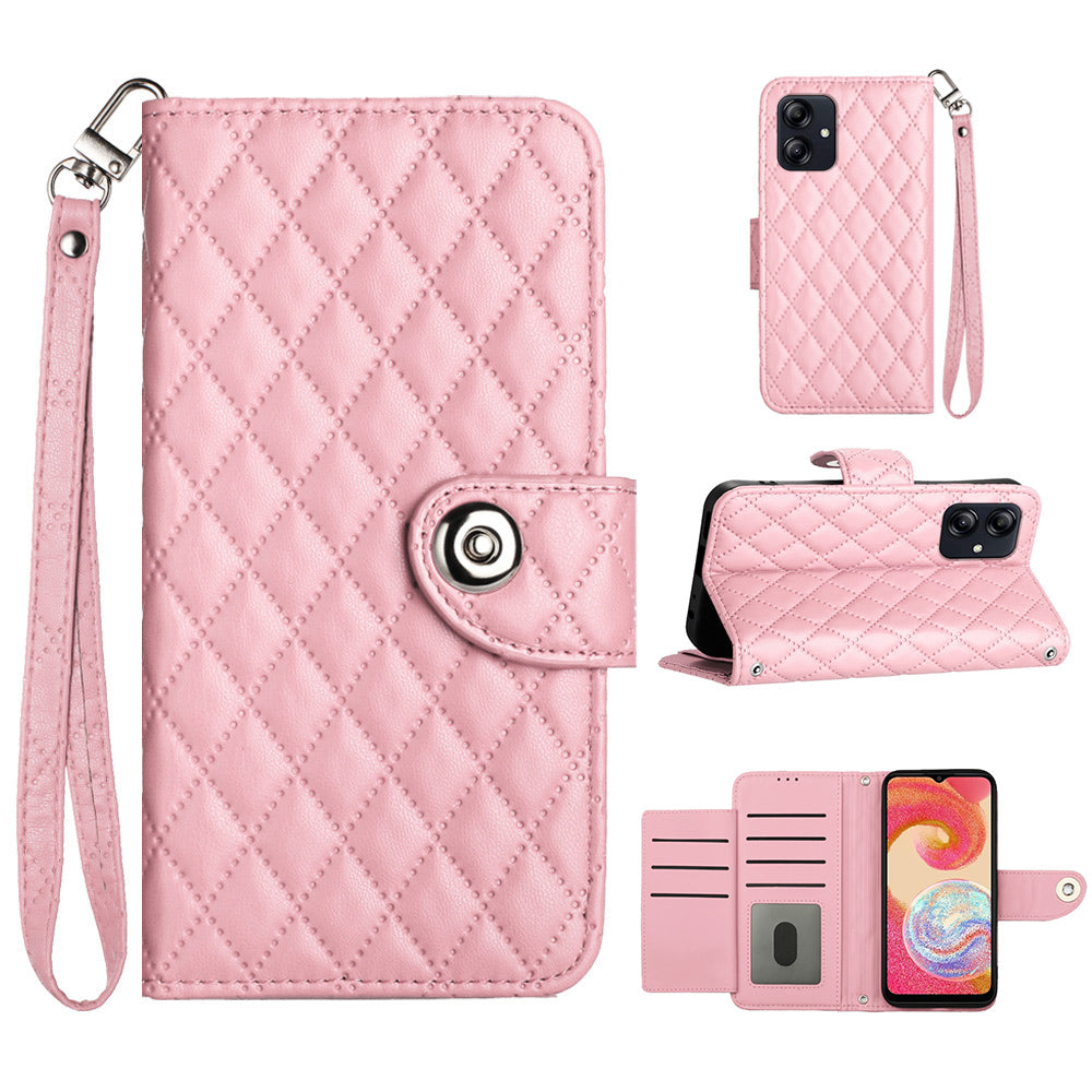 YB Imprinting Series-8 for Samsung Galaxy A05 4G Leather Case Rhombus Imprinted Phone Cover
