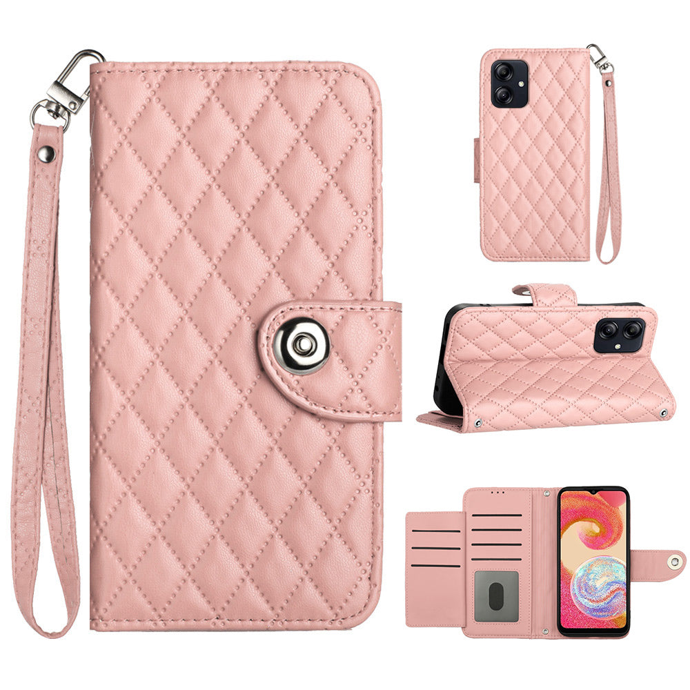 YB Imprinting Series-8 for Samsung Galaxy A05 4G Leather Case Rhombus Imprinted Phone Cover
