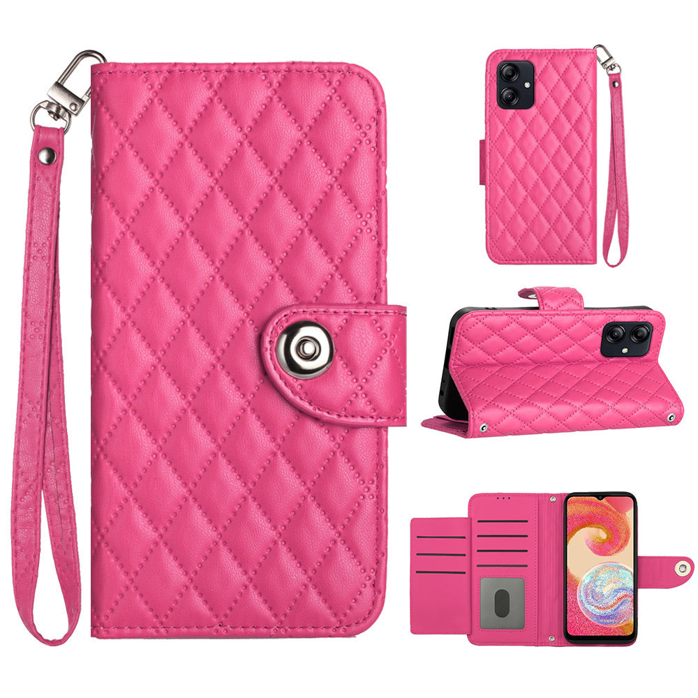YB Imprinting Series-8 for Samsung Galaxy A05 4G Leather Case Rhombus Imprinted Phone Cover