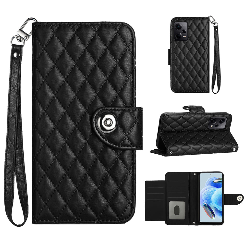 YB Imprinting Series-8 for Xiaomi Redmi Note 12 Pro 5G / Poco X5 Pro 5G Leather Phone Case with Hand Strap