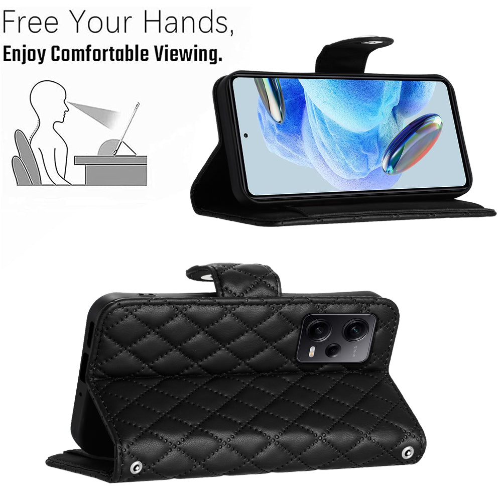 YB Imprinting Series-8 for Xiaomi Redmi Note 12 Pro 5G / Poco X5 Pro 5G Leather Phone Case with Hand Strap