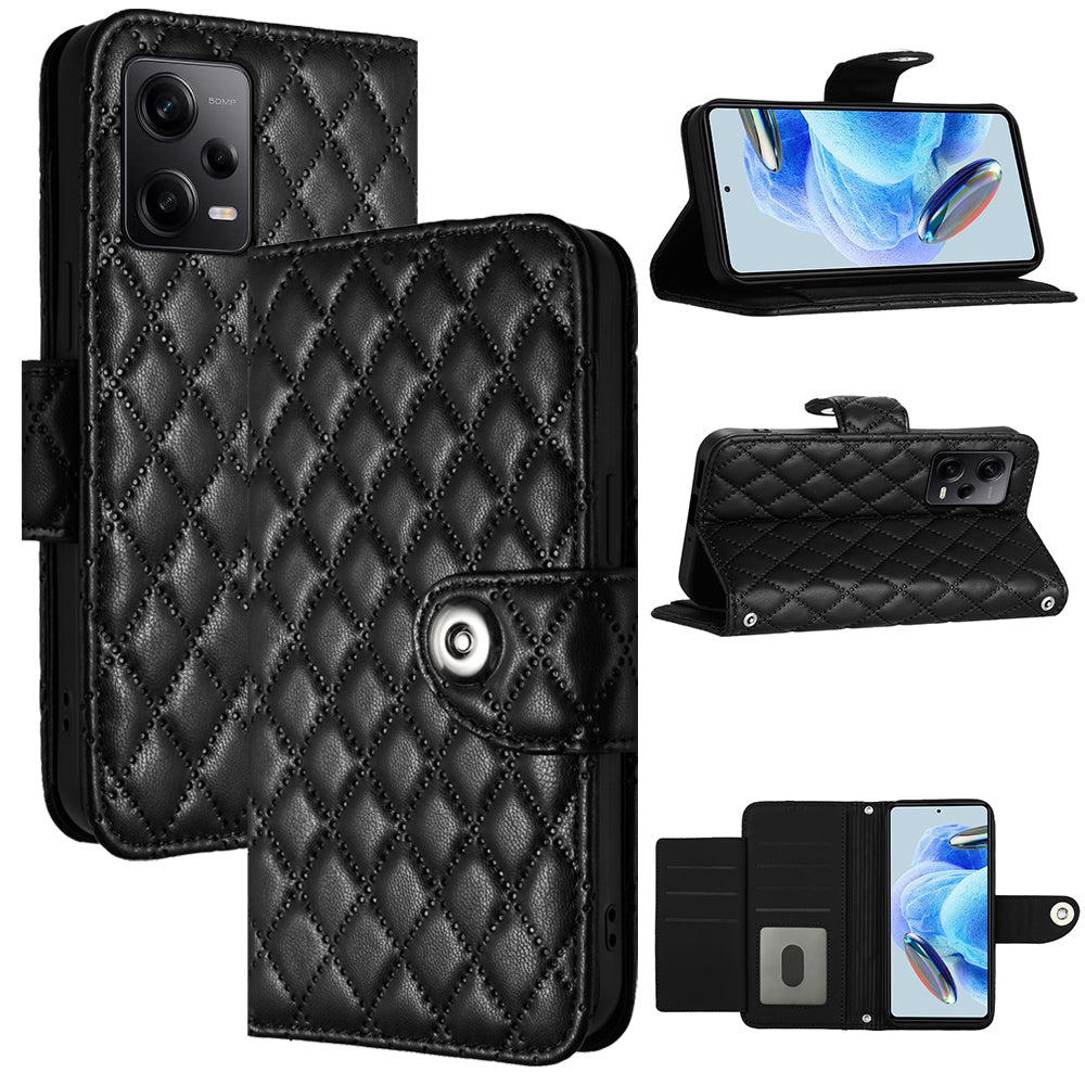 YB Imprinting Series-8 for Xiaomi Redmi Note 12 Pro 5G / Poco X5 Pro 5G Leather Phone Case with Hand Strap