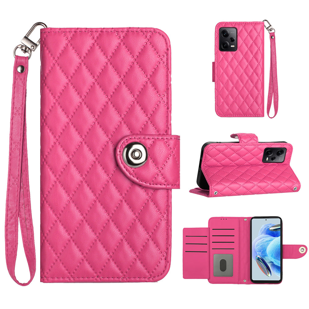 YB Imprinting Series-8 for Xiaomi Redmi Note 12 Pro 5G / Poco X5 Pro 5G Leather Phone Case with Hand Strap