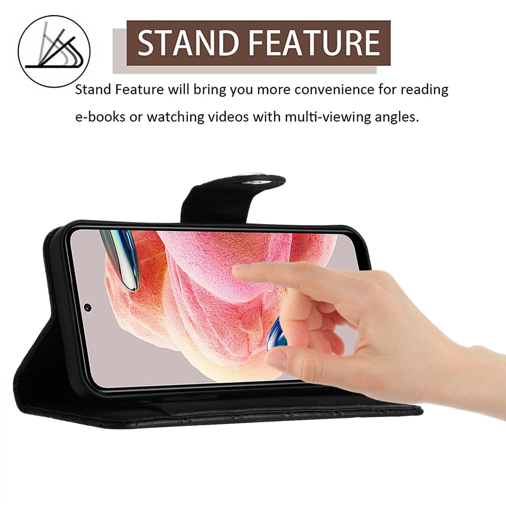 YB Imprinting Series-8 for Xiaomi Redmi Note 12 4G Case Leather Phone Wallet Cover with Hand Strap
