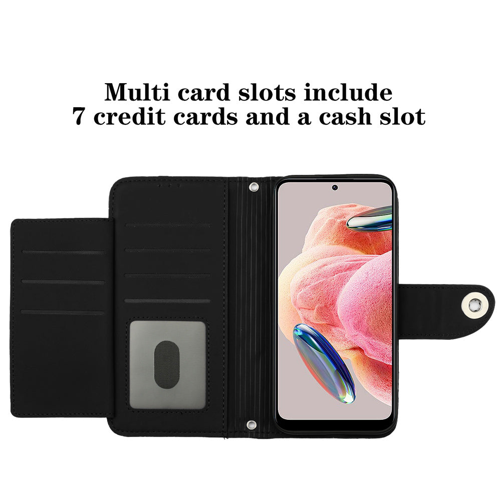 YB Imprinting Series-8 for Xiaomi Redmi Note 12 4G Case Leather Phone Wallet Cover with Hand Strap