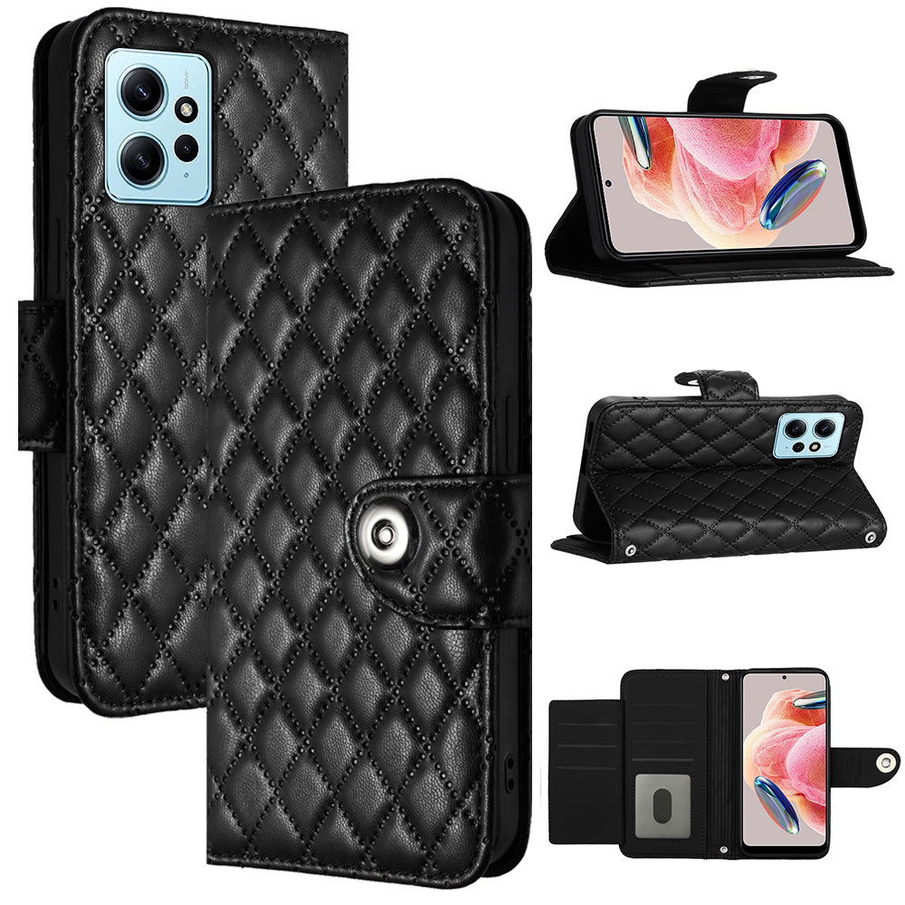 YB Imprinting Series-8 for Xiaomi Redmi Note 12 4G Case Leather Phone Wallet Cover with Hand Strap